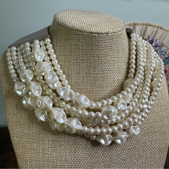 Fairchild Baldwin BELLA Necklace Baroque Pearl Leather Choker Collar 16 Inch - Picture 6 of 16